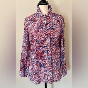 Cotton Talbots Red and Blue Patterned Shirt. Size Large.